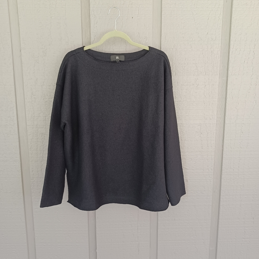 Banana Republic Boiled Wool Blend Sweater Size L Women Minimalist Long Sleeve